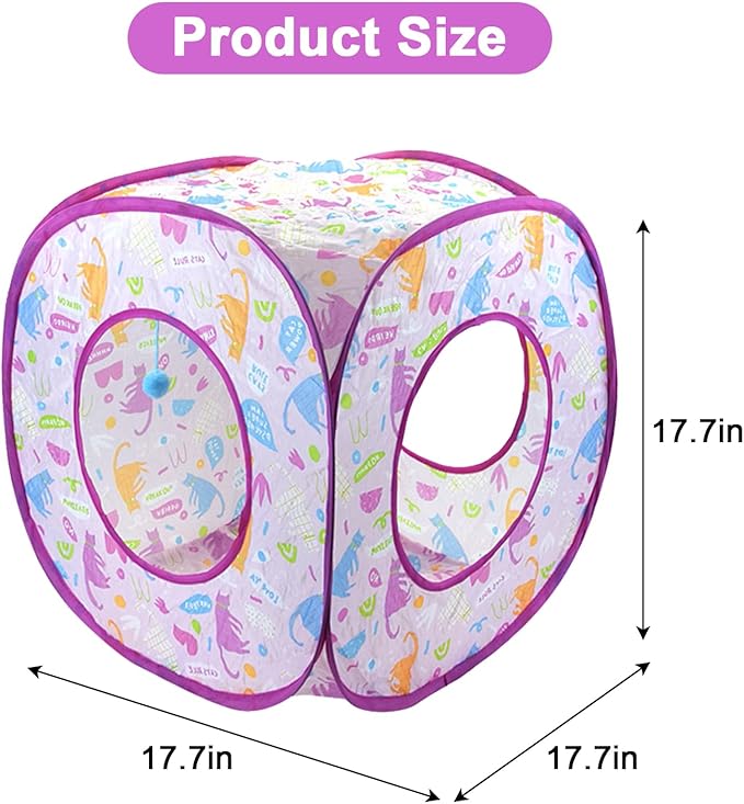 Foldable Cat Hideout Playhouse - Cat Cave Tent with 3 Holes for Indoor and Outdoor Kittens Cats Puppies Rabbit Hidden Bed Toys