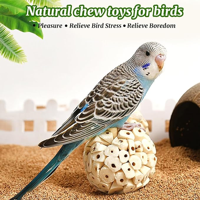 9 Pieces Bird Parrot Chew Toy Sola Balls, Natural Parrot Soft Chew Shredding & Foraging Toy, Bird Foot Balls for Cockatiel Conure Quaker Budgie Parakeet Bunny Guinea Pig Chinchilla Rabbit