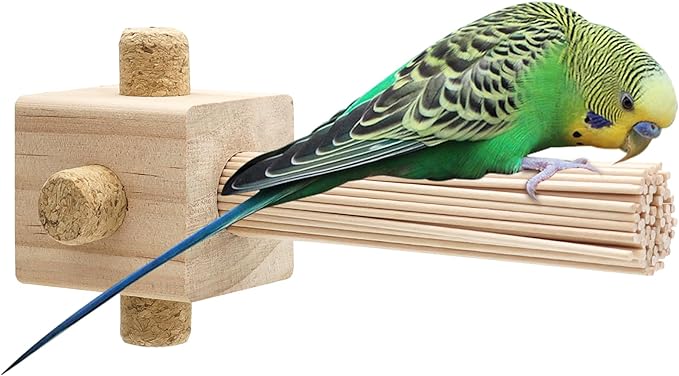 Parrot Chewing Stopper Toy Stand Perches Lollipop Stick Bird Toy Intelligence and Emotions Wood Foraging Toys for Parrots Cage Accessory (Wood-Lollipop, 1 Pack)