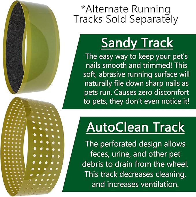 Silent Runner 12" Wide + Cage Attachment + Sandy Track - Silent, Fast, Durable Exercise Wheel - Sugar Gliders, Degus, Rats, Hedgehogs, Prairie Dogs & Small Pets