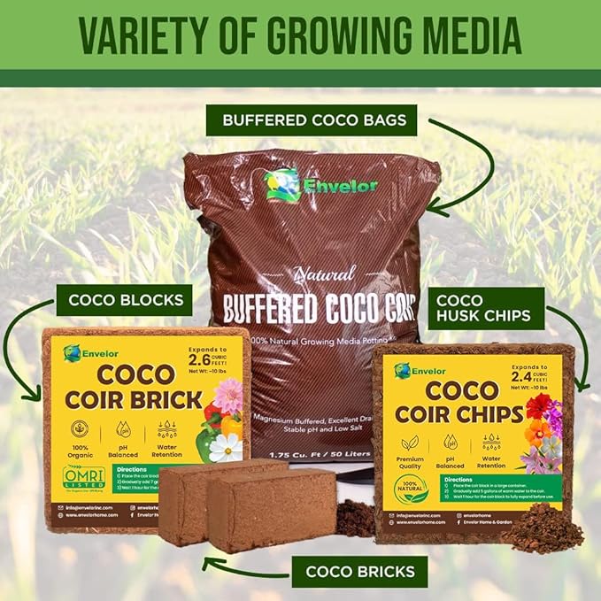 Coco Coir for Plants 1-Pack – 2.2 Gallons Compressed Coconut Coir Bricks, 1.5 lb. Bulk, Low EC, pH Balanced, Natural Coco Peat for Indoor & Outdoor Gardening, Potting Soil, Indoor Plant Soil
