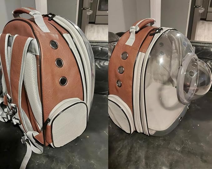 Expandable Cat Carrier Backpack, Backpack for Cats Kitten Small Puppy, Airline Approved Cat Bubble Backpack, Space Capsule Astronaut Carrier (Grey, Back Extension)