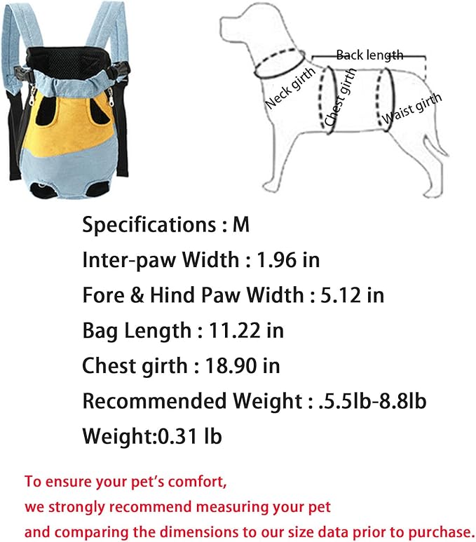 Lightweight Pet Backpack Carrier for Small Dogs & Cats - Easy-Fit Adjustable Straps, Basic Legs-Out Design, Durable for Daily Use (Fits Pets Under 15lb) (Red-Blue Color-Blocked, Medium)