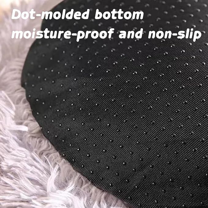 Plush Fluffy Dog and Cats Round Bed, Ultra-Soft Plush with Raised Rim, Non-Slip Bottom, Plush Cat Bed with A Cover, for Small Dogs and Cats (Brown, Small)