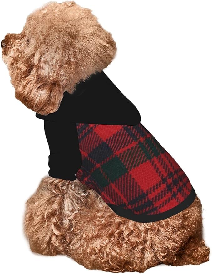 Dog Costume, Custom Dog Hoodie with Name Photo, Holiday Pet Pajamas Outfit, Personalized Pet Coat for Small Medium XS XXS Dogs Puppy, BlackGrid, XL