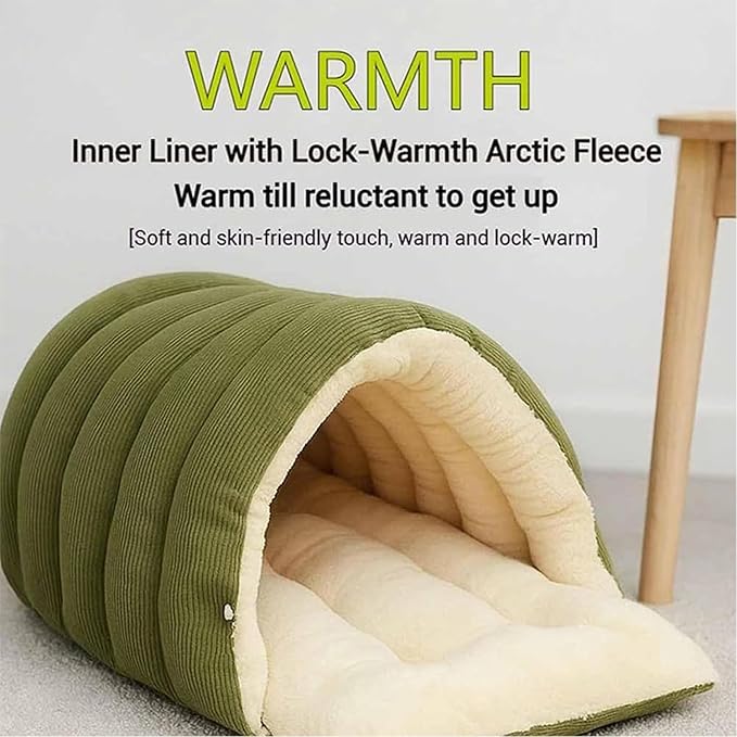 Expectation Cat Bed, Removable and Washable Winter Closed-Off Cat Bed, Soft Fluffy Warm Autumn/Winter Cats House, Washable Non-Slip Pet Sleeping Bag for Indoor Cats Small Dogs (D,Large)