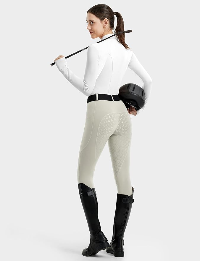 FitsT4 Sports Women's Full Seat Riding Tights Active Silicon Grip Horse Riding Tights Equestrian Breeches
