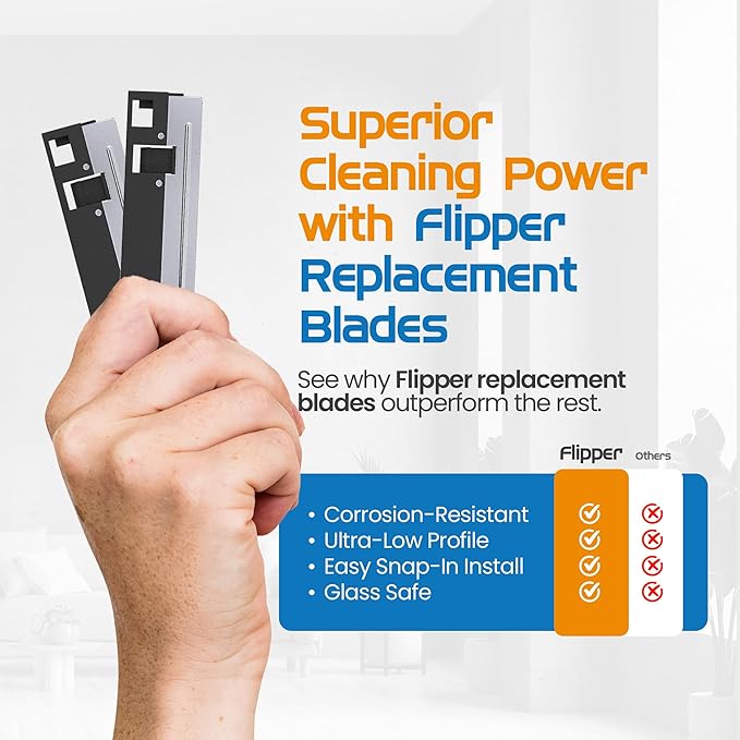 Flipper Nano Aquarium Replacement Blades for Fish Tank Cleaning Kits – Stainless Steel Replacement Blades for Glass Tanks – Aquarium Cleaner Blades, 2 Pack
