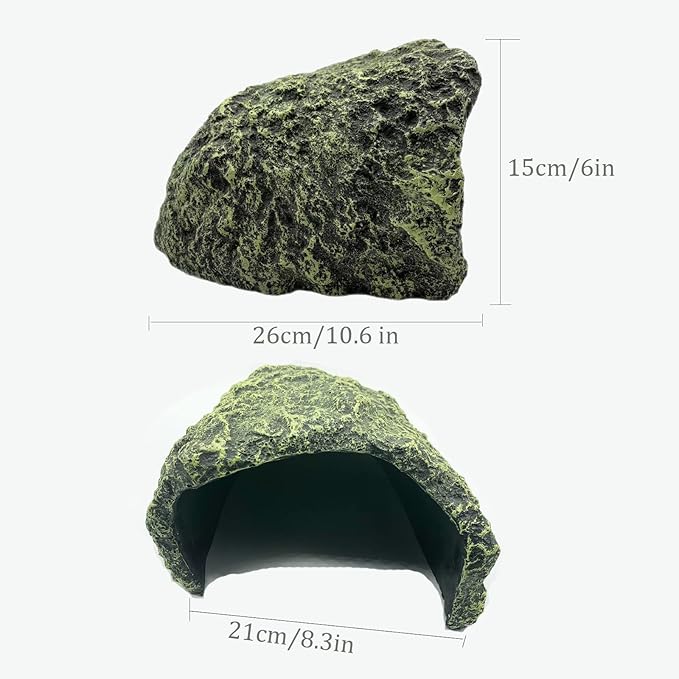 Oversize Reptile Hides and Caves Resin Aquarium Habitat Hideouts Large Hiding Cave Lizard Hiding Spot for Bearded Dragon Snakes Tortoise Aquarium Terrarium Hideaway