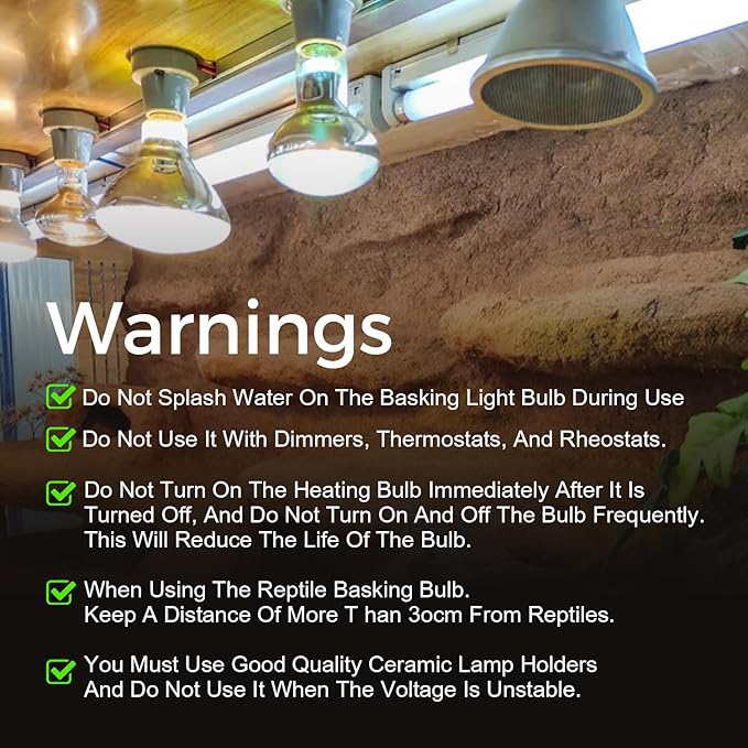 Reptile Heat Lamp Bulb 100W, 2-in-1 Day & Night Combo, Infrared Heat Lamp & UVA Sunlight Heating Lamp for Reptile Terrariums