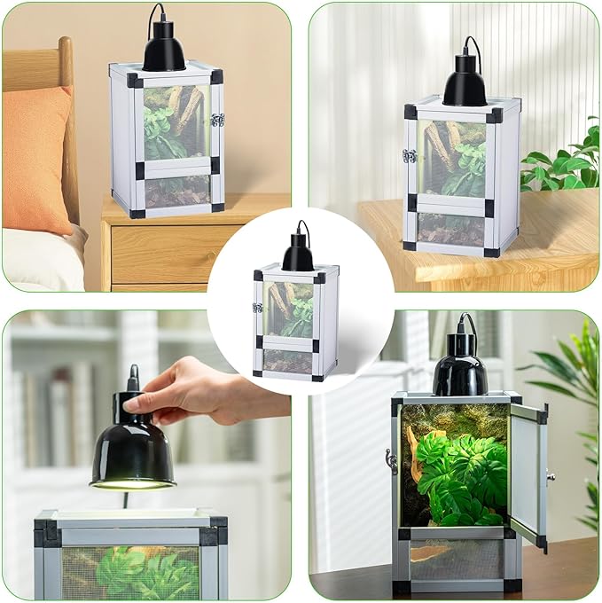 Hybrid Reptile Cage Toxirium 18"x18"x36" with Aluminum Frame, PVC Side & Back Panels, Two Interchangeable Screen & Acrylic Front Doors, Ventilated Top Screen, Ideal for Chameleon, Lizards, Frogs