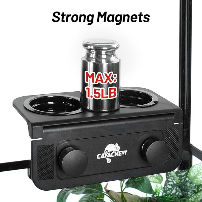 Magnetic Gecko Feeding Ledge, ABS Foldable Reptile Feeder Ledge with 6pcs Plastics Cups, 2 in 1 Reptile Food Water Dish, Terrarium Bowl for Chameleon Iguana, Strong Magnets, Easy to Clean