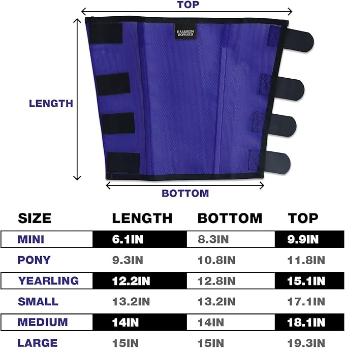 Harrison Howard Loose Fitting Fly Boots UV-Protective Extra Tough Mesh Ventilated Four Fasteners Stay-on Design Protect Horse Legs & Stomp-Reducing Set of 4 Deep Navy Large