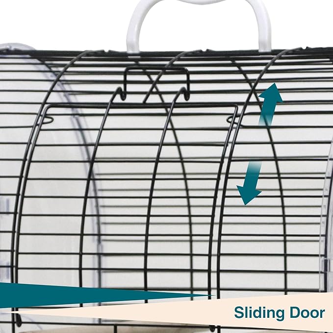GarveeHome Portable Bird Cage Carrier, Small Bird Cage with Perches, Food Bowls and Tray, Bird Carrier for Parakeets, Canaries, Lovebirds, Small Quaker, Cockatiels, Budgie, Green Cheek