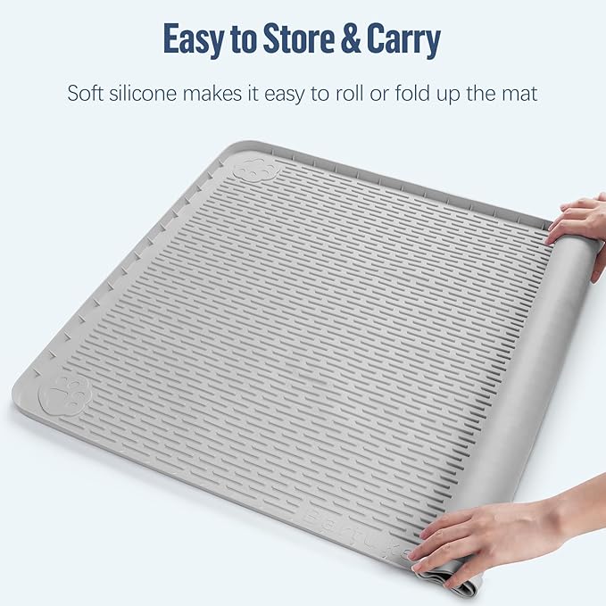 Pee Pad Holder for Dogs, 40" x 28" Silicone Pee Tray Mat Leak-Proof, High Edge, No Spill Pet Pad Holder for Puppy, Cat, Rabbit, Dog Training Pads for Home Floor Protection (Grey)