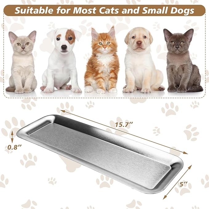 Cat Food Bowl,Extra Wide Stainless Steel Bowls for Multi-Cat Family and Flat Face Cats,Anti Whisker Fatigue Dishes Non Slip Shallow Kitten Plates for Food and Water(2 Pack)
