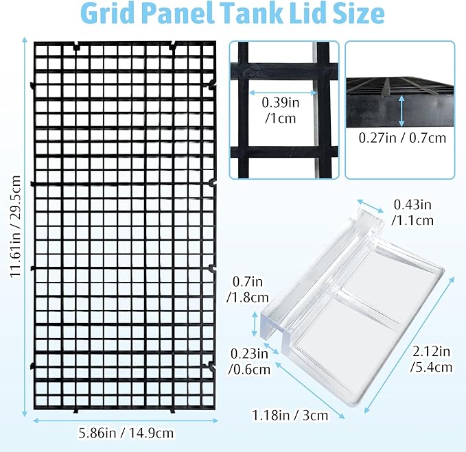 Hamiledyi Plastic Aquarium Divider with Clips Grid Panel Aquarium Lid Hood Fish Tank Divider Filter Bottom Isolation Pane Separator for Mixed Breeding(8 PCS,Black)