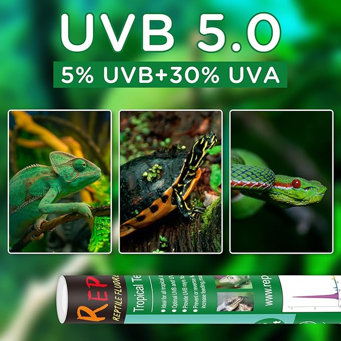 T8 UVB Reptile Light 15W 5.0-2 Pack,UVA UVB Light Bulb for Reptiles,Reptile UVB Lamp Tube for Bearded Dragon
