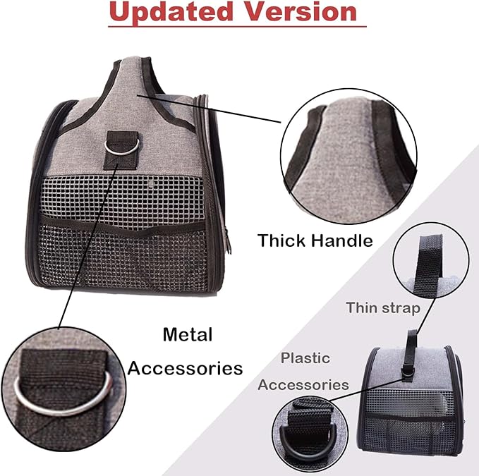 Rabbit Carrier, Small Pet Carriers for Guinea Pig Hamster Bird Bunny Bearded Dragon Kitty, Animal Bag with Stable Handle and Waterproof Pad, Easy Travel and Vet Visit-Small