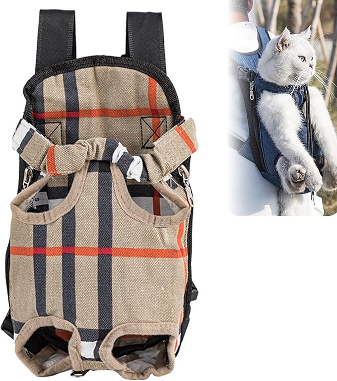 Portable Pet Carrier Backpack, Adjustable Pet Front Cat Dog Carrier Backpack Travel Bag for Small Medium Dogs Cats Puppies, Cat Backpack Carrier for Hiking Cycling (D, M)
