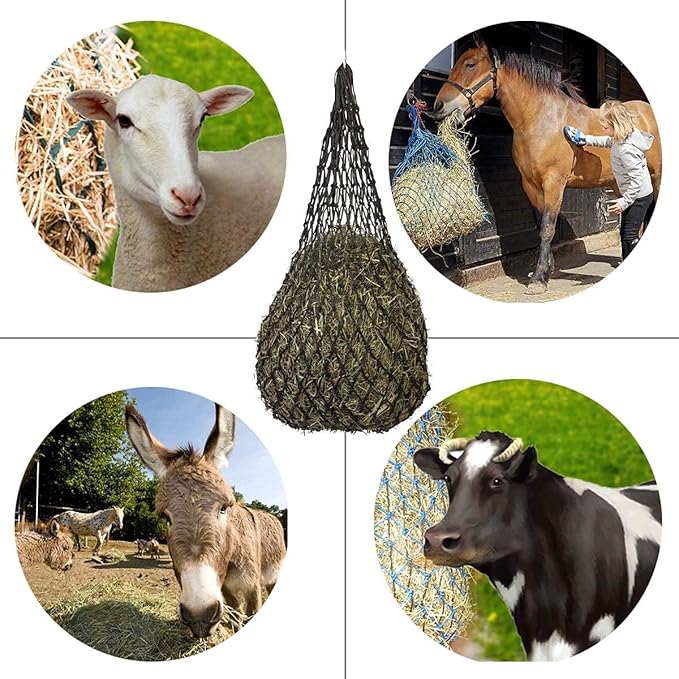 BLOOMOAK Hay Net for Horse, Black Hay Bag 40" Length and 4" Larger Holes Metal Rings for Goat/Donkeys/Older Horses 1 PCS (40" Length & 4“ Hole)…
