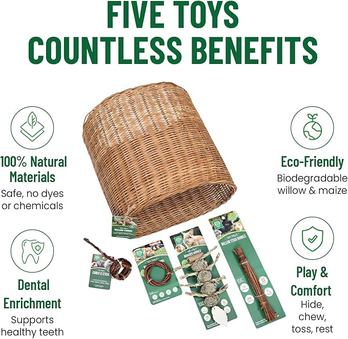 Small Pet Select - Tiny Paws Willow Play Pack, Natural Toys and Chews for Rabbits, Guinea Pigs, and Other Small Animals