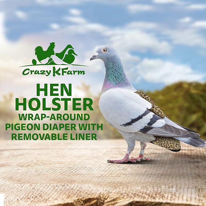 Hen Holster Wrap-Around Bird Diaper & Harness for Larger Pigeons, Small Breed - with Removable Liner, Adjustable Fit for Outdoor Adventures & Indoor Use, Easy to wear - Leopard, XS