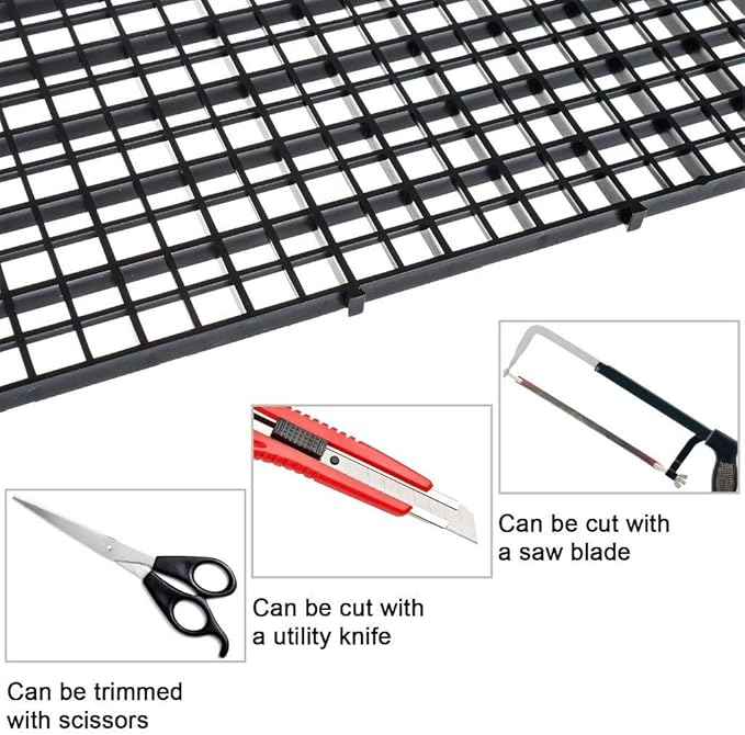 6 Pcs Aquarium Fish Tank Divider Plastic Egg Crate Aquarium Filter Bottom Tray Grid Isolation Board Partition Net Pane Separator for Mixed Breeding Light Diffuser,8 Pcs Sucker Clips Suction Cups,Black