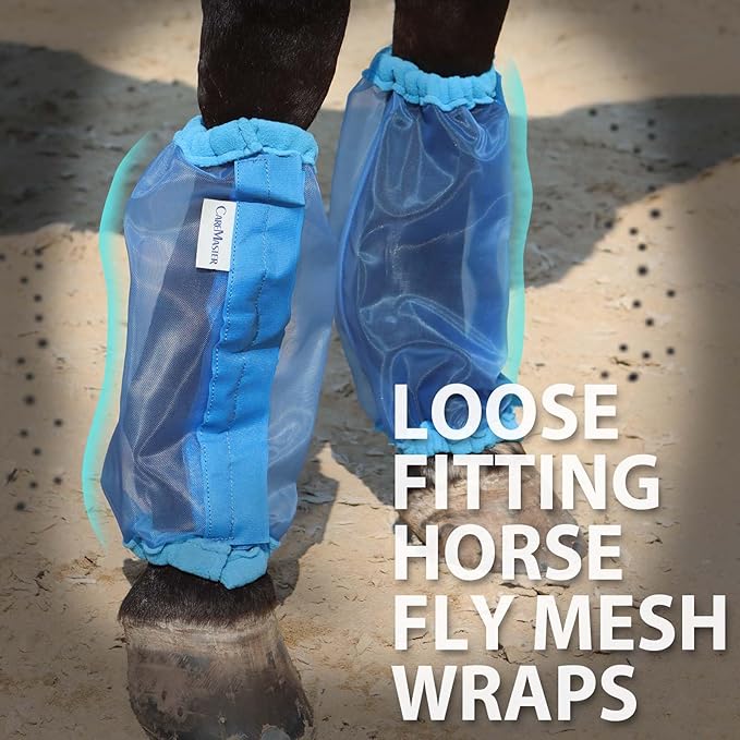 Universal Size Horse Leggings Fine Mesh Greatly Reduce Stomping Breathable Horse Boots Leg Wraps (Set of 4) Blue