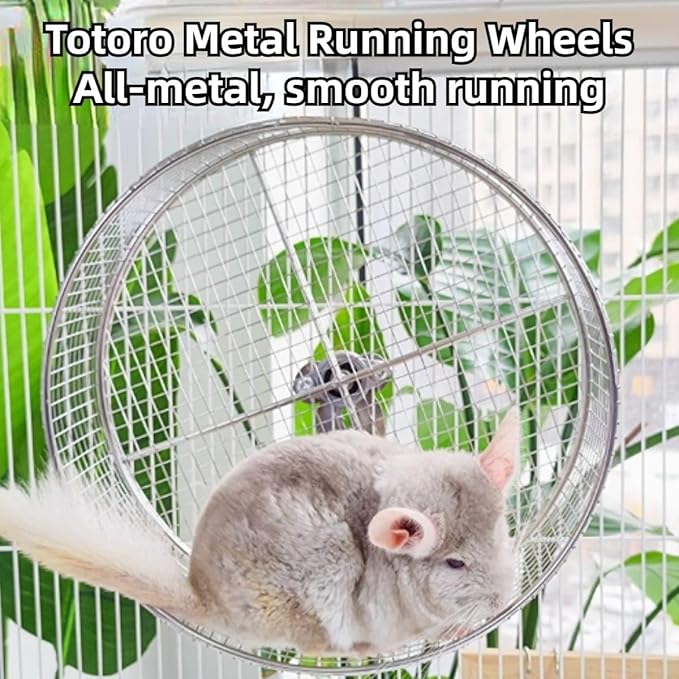 Large Stainless Steel 11.81''L x 3.94''W x 11.81''H Silent Running Wheel for Chinchilla, Toys for Cage, Super Mute Spinner Exercise Running Wheel for Gerbils, Rat, Mice