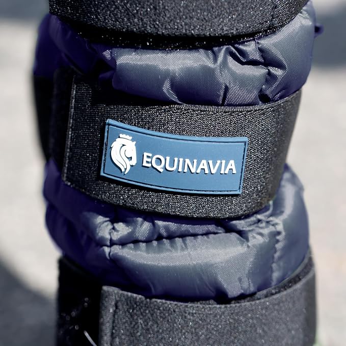 Equinavia Cool Relief Therapy Ice Boots Leg Wraps Pair for Horses, Gel Pack with Adjustable Straps | 16.5" x 15.5" with Storage Bag - Navy Blue - Pair - One Size