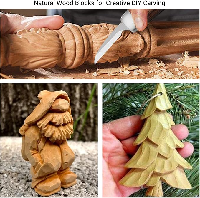 Wood Whittling Kit with Basswood Blocks Sets for Adults and Kids Beginners,Carving Set Includes 3pcs Widdling Knife & 8pcs Blocks & Gloves,Gifts for Christmas,Children's Day,Fathers Day,Mothers Day