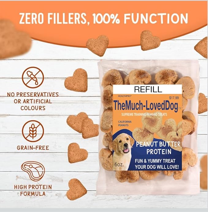 The Much-Loved Dog!™ Peanut Butter Dog Treats – Natural Biscuits for Small Dogs & Large Breeds – Healthy Puppy Treats for small dogs Made in USA, Training Snacks for All Breeds (3 Pack, Peanut Butter)