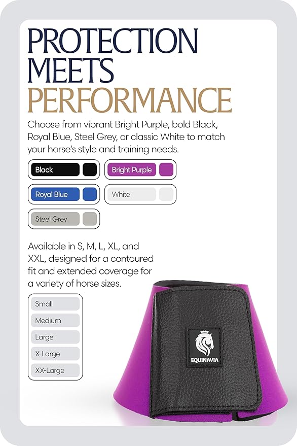 Equinavia Toki Bell Boots for Horses | Neoprene Overreach Boots - Bright Purple - S