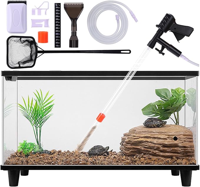 Fish Tank Cleaner Kit, Gravel Vacuum for Aquarium, Fish Tank Aquarium Vacuum Gravel Cleaner, Aquarium Siphon with Magnetic Fish Tank Glass Cleaner, Aquarium Cleaning Tools Water Changer