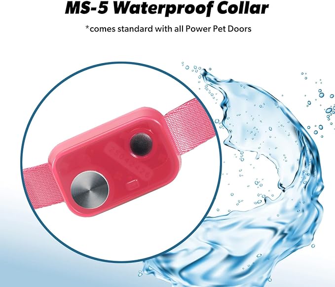 MS-5 Automatic Pet Door Collar 2-Pack, Genuine High Tech Pet Brand Dog Collar for Power Pet Doors - Econ Series, Waterproof (Pink) - PNK-MS5-2PK