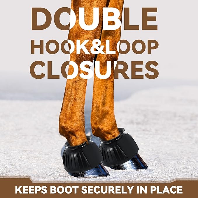 Abbylike Bell Boots for Horses 1 Pair/2 Pair Available, Protect Against Hoof Impact Trauma, Rubber Bell Boots Horse Care for Turnout, No Rub Design Wrap Hook and Loop