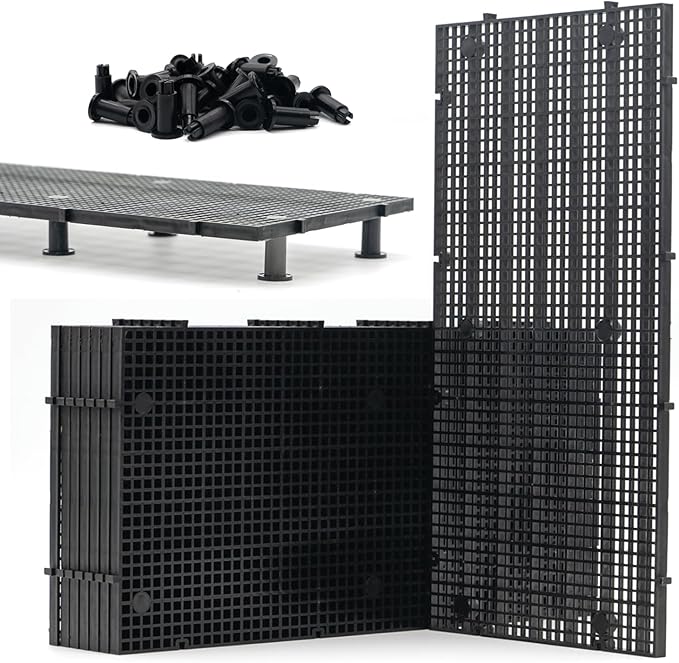 LINLAN 8 Pieces High-Density Aquarium Grid Plastic with 48 Brackets, Fish Tank Divider, Egg Crate for DIY Filtration and Bottom Protection in Aquascaping