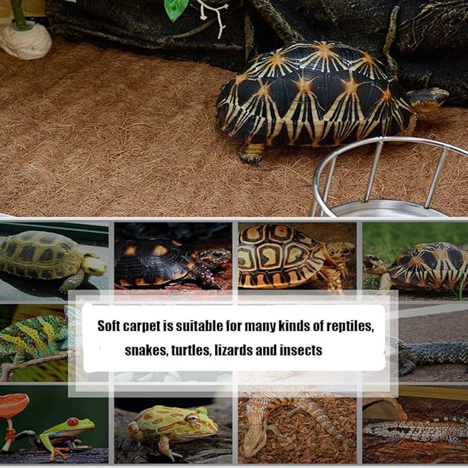 Hamiledyi Reptile Carpet 118" L x 16" W Natural Coconut Fiber Tortoise Carpet Mat for Pet Terrarium Liner Reptile Supplies for Lizard Snake Chamelon Turtle Bedding Bunny Rabbit Mat