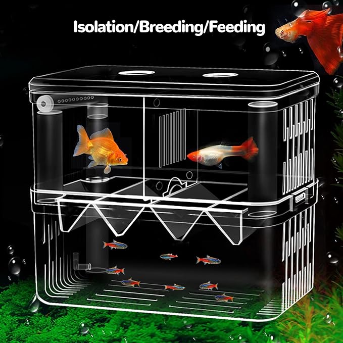 J-star Extra Large Fish Breeder Box for Aquarium Tank, Acrylic Breeding Box for Guppy/Betta/Shrimp/Clownfish, Baby Fish Hatchery & Isolation Tank