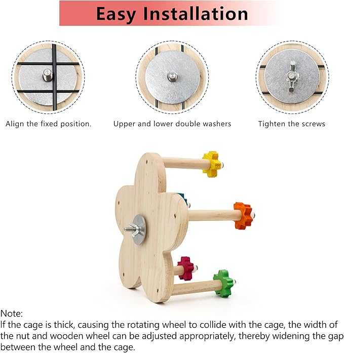 Bird Rotating Perch Toy,Durable Unique Wooden Ferris Wheel Parrot Toys with 5 Perches,Bird Cage Accessories for Parakeet, Cockatiel, Budgerigar,Conures, Lovebirds