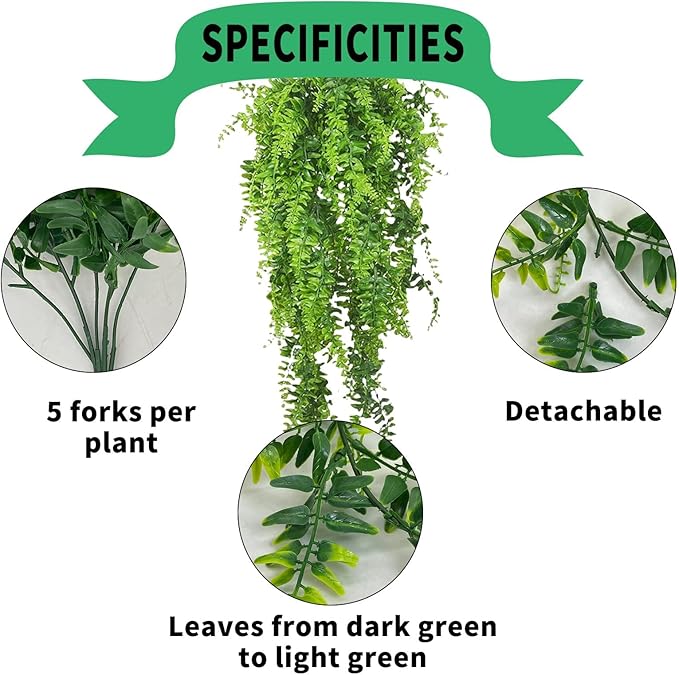 kathson 10 PCS Reptile Vines Plants Flexible Bendable Jungle Climbing Vine Terrarium Plastic Plant Leaves Pet Tank Habitat Decor for Bearded Dragons Lizards Geckos Snakes Frogs and More Reptiles