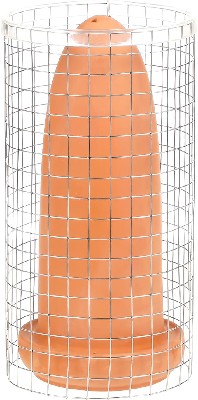 POPETPOP Pottery Clay Discus Breeding Cone: Discus Fish Breeding Cone - Hide Away Caves with Stainless Steel Mesh Cover for Aquarium Landscape Decoration