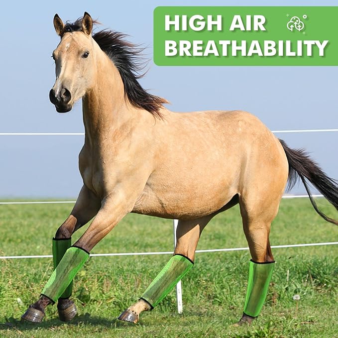 4 Sets Fly Boots Loose Fitting & Non-Slip Horse Fly Leggings No More Horsefly Nuisance Greatly Reduce Stomping Breathable with Natural Air Flow