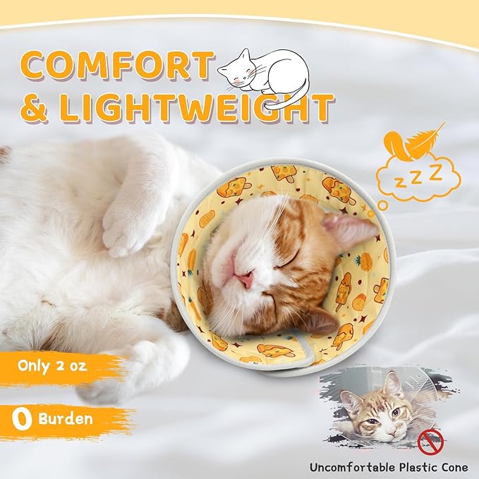 Cat Cone Collar Soft to Stop Licking, Adjustable, Foldable Lightweight Kitten Cones After Surgery Recovery for Cats & Kittens, Cat Cone Alternative (Orange, M)