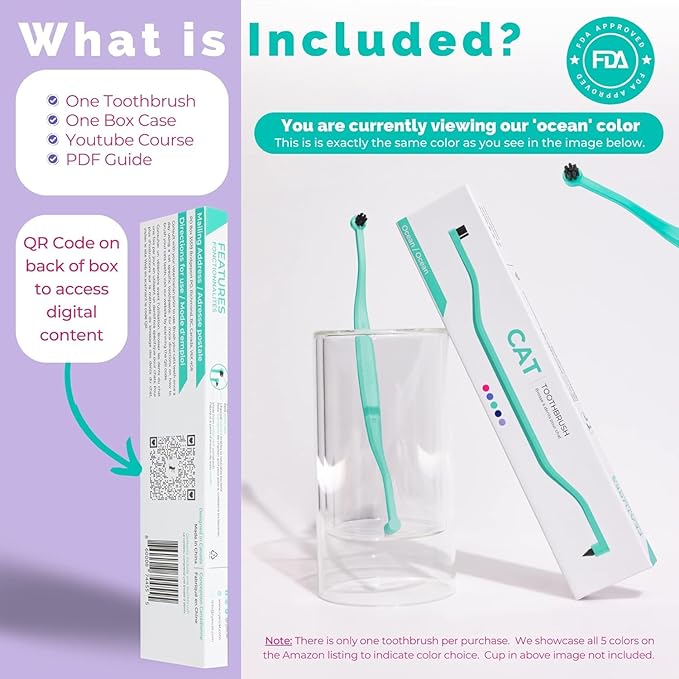 RYERCAT Set of 2 Dual Sided Cat Toothbrush - Kitten Toothbrush with Micro Head to fit into Cat/Kittens Mouth - Cat Dental Care Supplies - Pet Toothbrush for Cats(Lavender Purple & Ocean Blue)