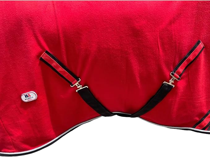 Majestic Ally Anti Pill Fleece Horse Blanket/Sheet with Silver Braided Rope (Red, 78)