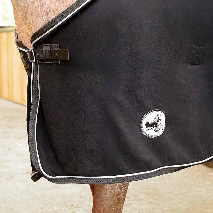 Jeffers Equine Elite Fleece Horse Cooler Blanket, 72 Inch – Soft, Adjustable Fit, Lightweight, Easy Care, Moisture Wicking Cooling Sheet with Surcingle for Post Exercise, Travel for Horses – Black