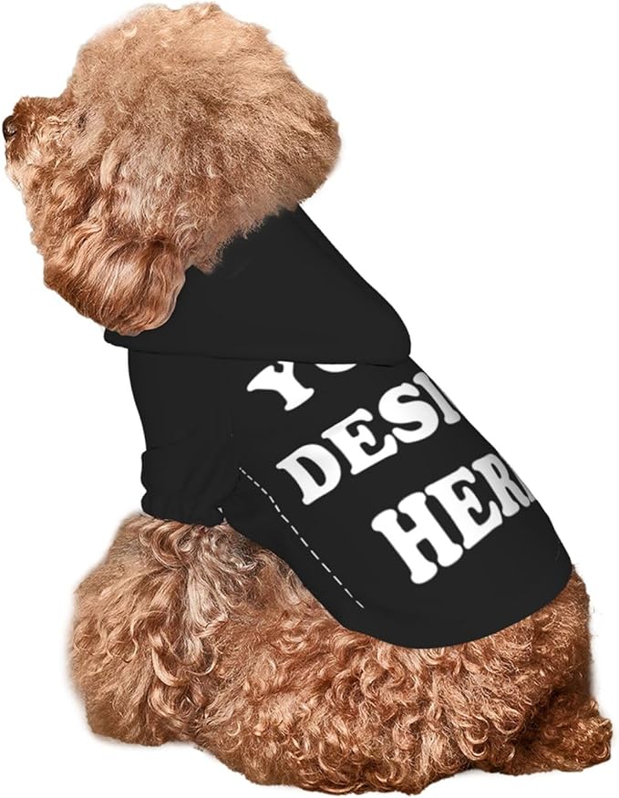 Dog Clothes, Custom Dog Hooded Sweatshirt, Personalized Pet Costume Robe Shirt with Text/Image/Club Name/Pet Shop Logo for Small Medium Large Dogs and Cats, Black, S