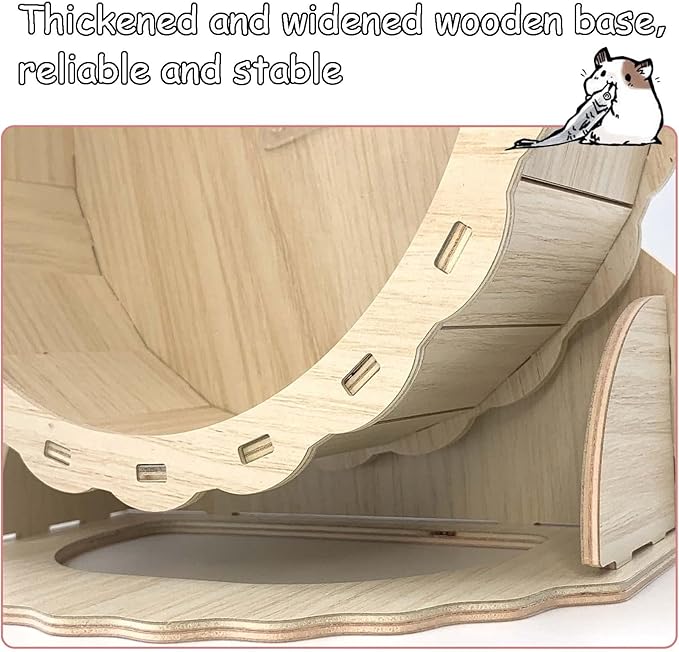 Hamiledyi Hamster Wheels Wooden Silent Running Wheel for Gerbil, Mice, Guinea Pigs Dwarf Syrian Hamster (9.05in)